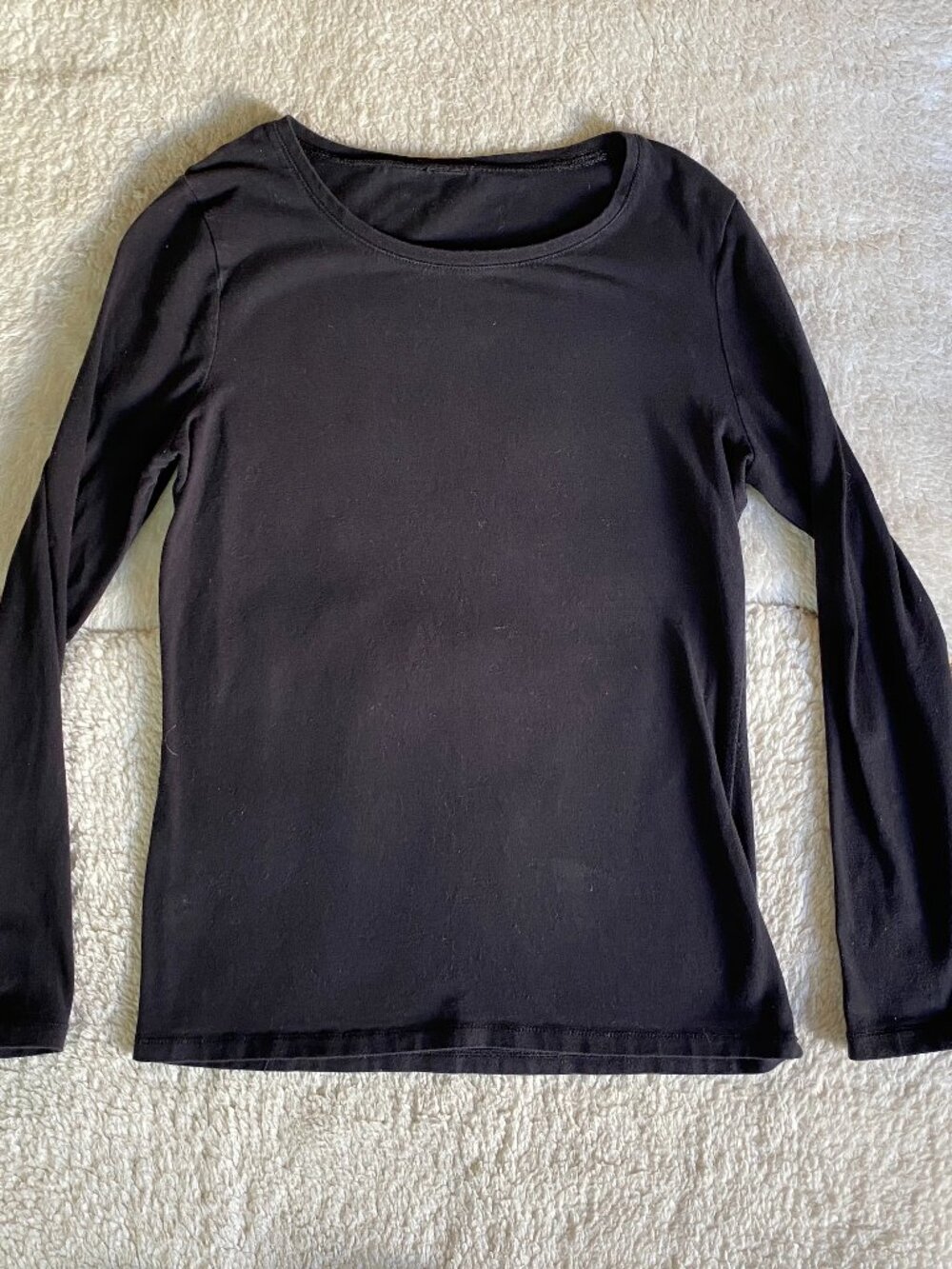 Black Long Sleeve Crew Neck Top Women’s Size Small Soft Stretch